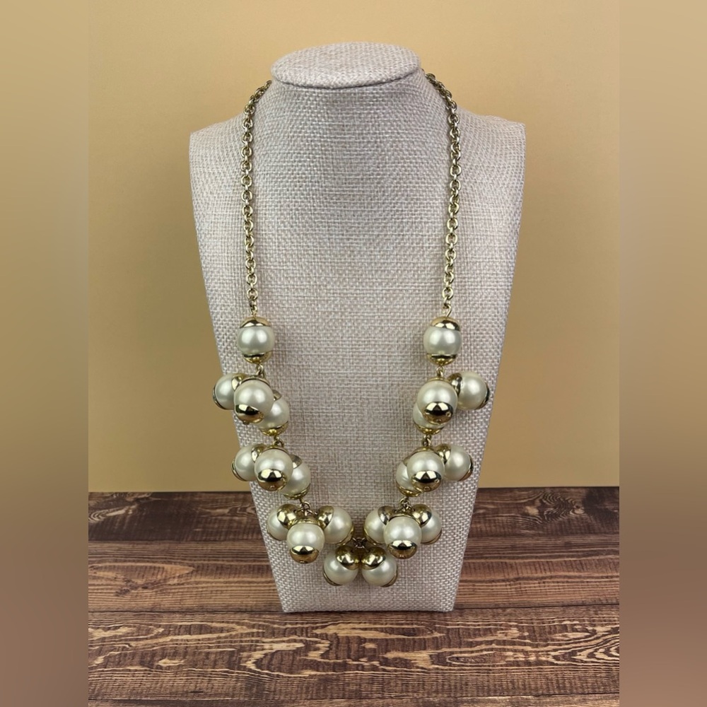J Crew Golden Glow Pearl Cluster Statement Necklace